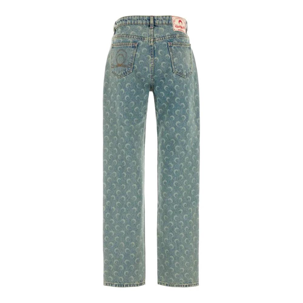 デニム・ジーパン MARINE SERRE Women Denim Pants WPA141B BR40 Brown Marine Serre Moon Jacquard Twill Workwear Pants Deep Brown