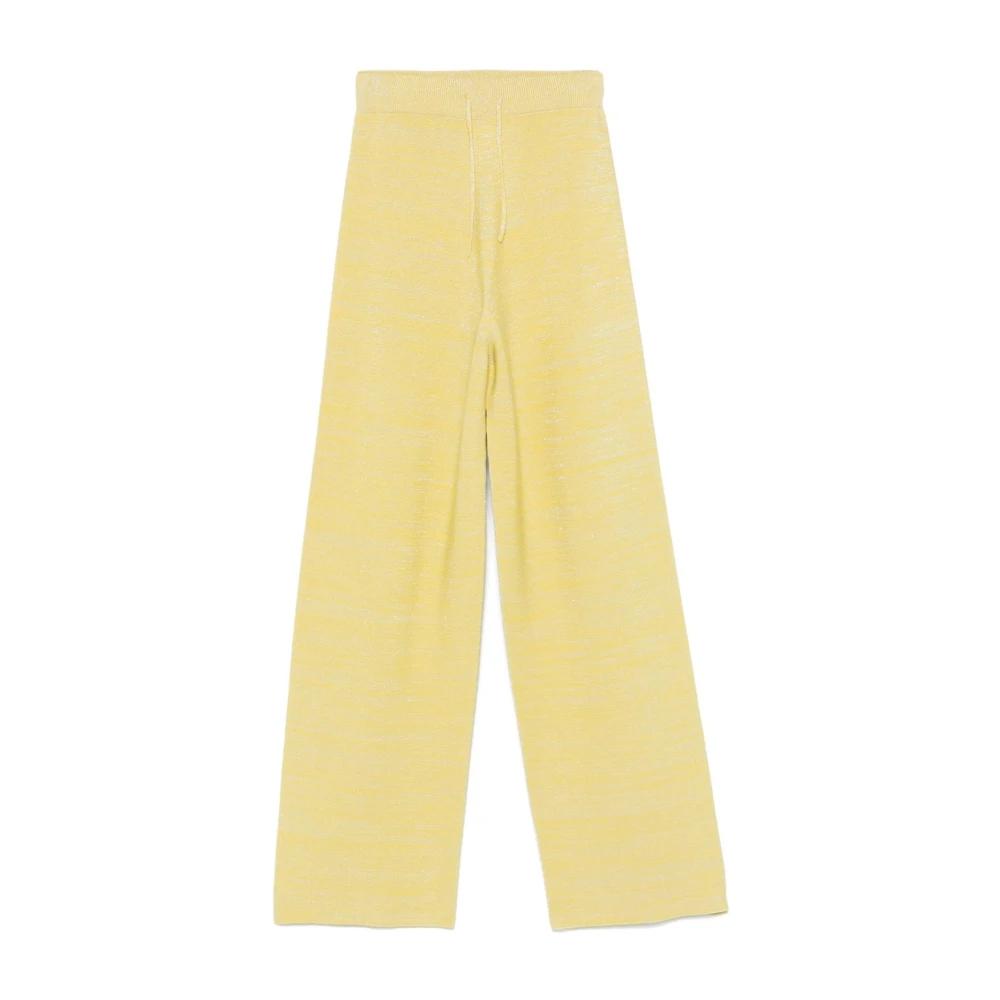 パンツ FABIANA FILIPPI Fabiana Filippi Trousers Yellow Fabiana Filippi -Leg Cotton Blend Trousers With Pin Tucks