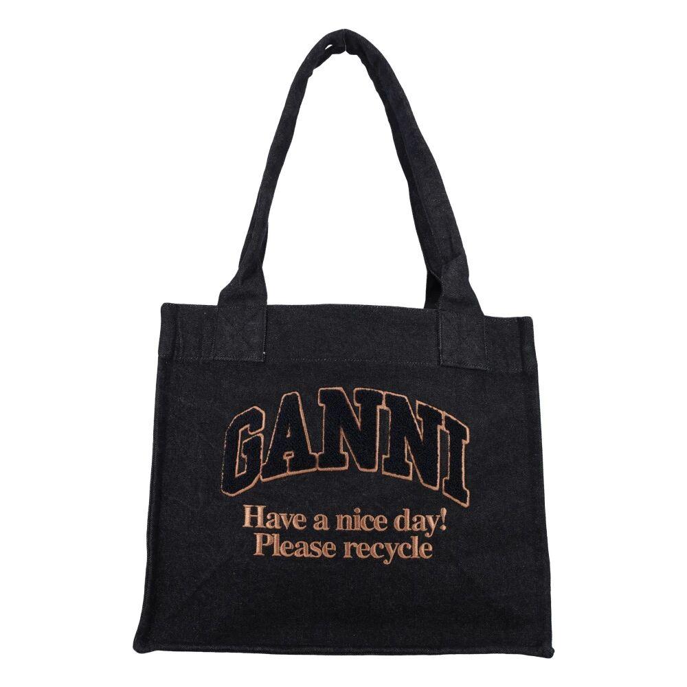 【関税込み】GANNI グレー ラージ キャンバス トートバッグ GANNI ガニー キャンバス ショッピングトート ラージ 関税込