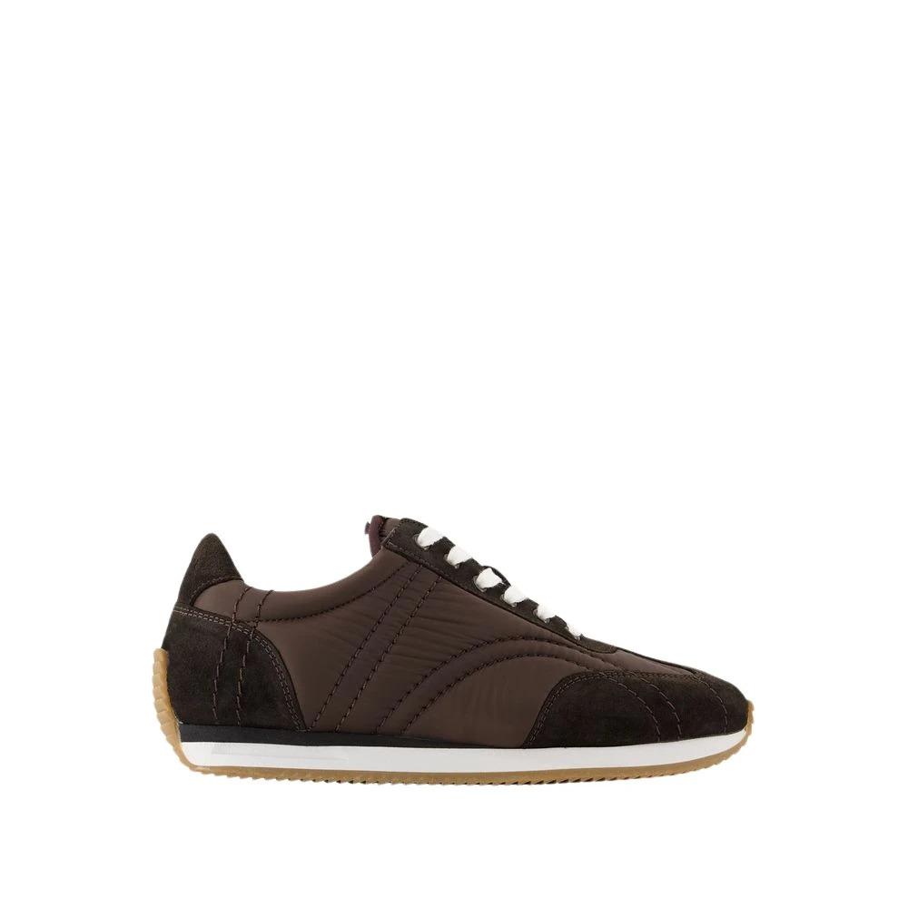 SS25【TOTEME】Dark brown Suede Sneakers TOTEME: Brown Sport Sneakers | SSENSE