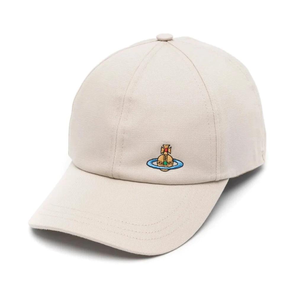 【VIVIENNE WESTWOOD】Logo Embroidered Cotton Cap Burgundy Vivienne Westwood Burgundy Embroidered Cap - Hats - BeyondStyle