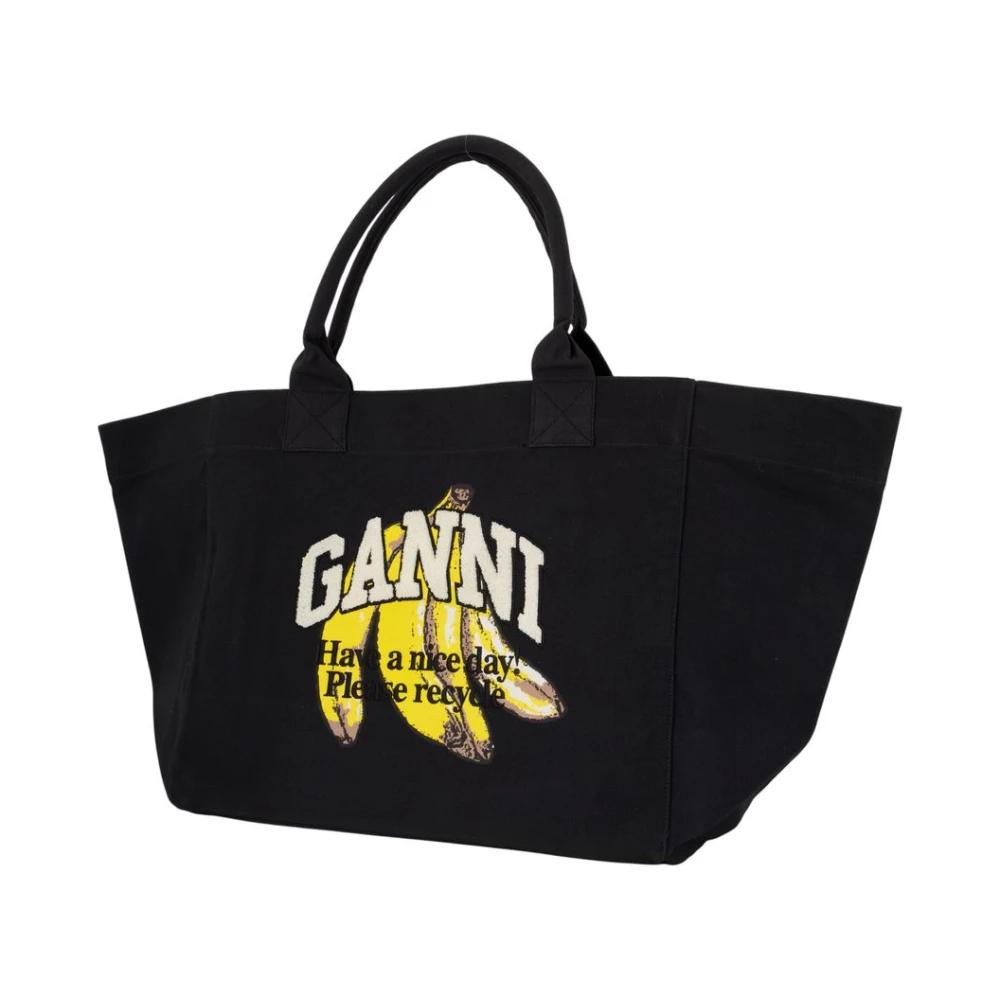 トートバッグ GANNI TOTES Racing Red Red Leopard Large Canvas Tote Bag | GANNI US