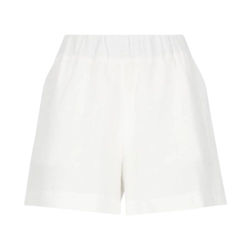 ショートパンツ 120% LINO Woman Short White 32ALBLIW29Q2000G331S00 S0050R Linen High-Waisted Shorts – 120percento Lino USA