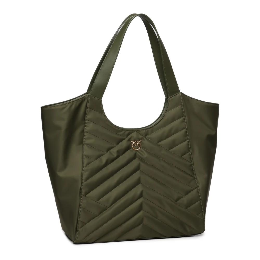 トートバッグ PINKO Woman Tote bags Green 104754A2G5 H87Q PINKO Striped Canvas Tote Bag | Green | FARFETCH