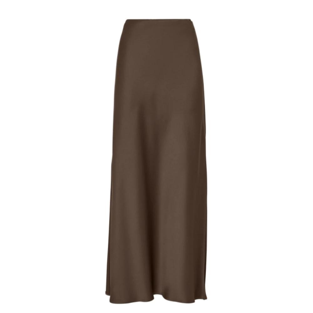 スカート Brunello Cucinelli Flowing Brown Maxi Skirt With Minimalist Brunello Cucinelli Flowing Brown Skirt With Minimalist