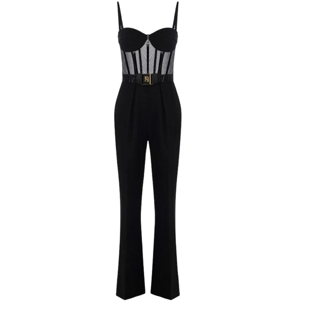 オールインワン・サロペット ELISABETTA FRANCHI Woman Jumpsuits Black TU022 110 Elisabetta Franchi Jumpsuits and rompers for Women | Online