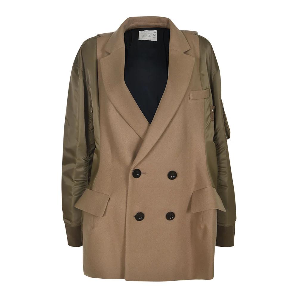 コート SACAI Women Coats 07901 601 Brown Sacai double-breasted Padded Trench Coat | Neutrals | FARFETCH