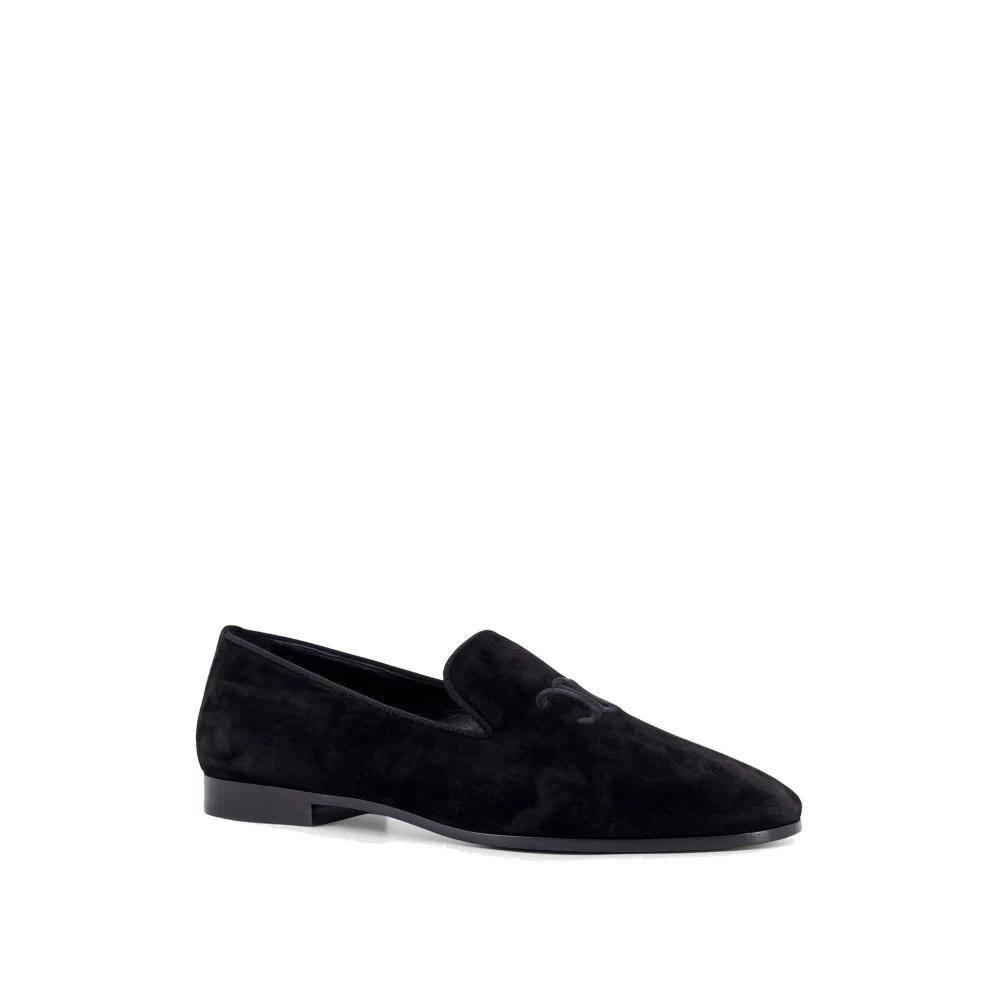 Celine Velvet Loafers With Embroidered Triomphe Logo - NWT EVE TRIOMPHE MARY-JANE BALLERINA IN VELVET - BLACK | CELINE main image 3