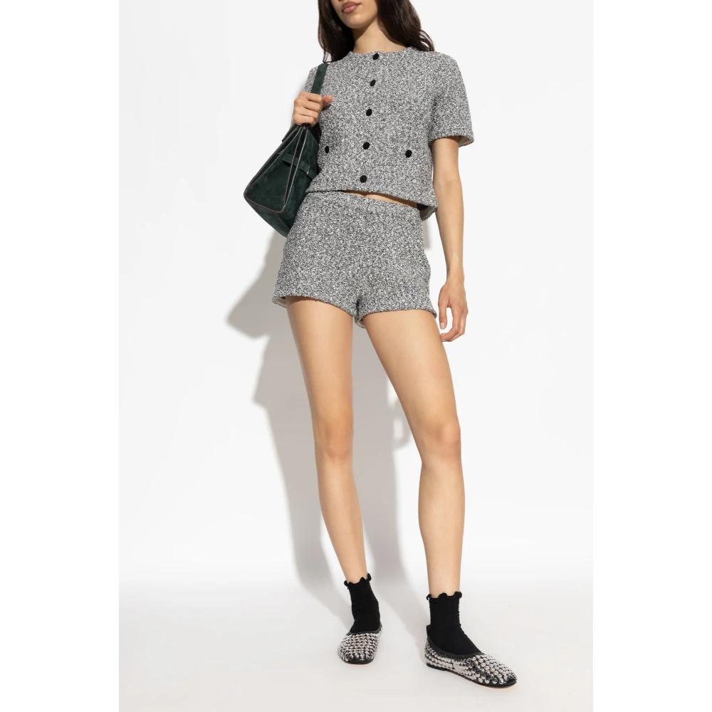ショートパンツ TORY BURCH Silk shorts with pixelated logo print Nero Tory Burch Silk Shorts With Pixelated Logo Print In Black