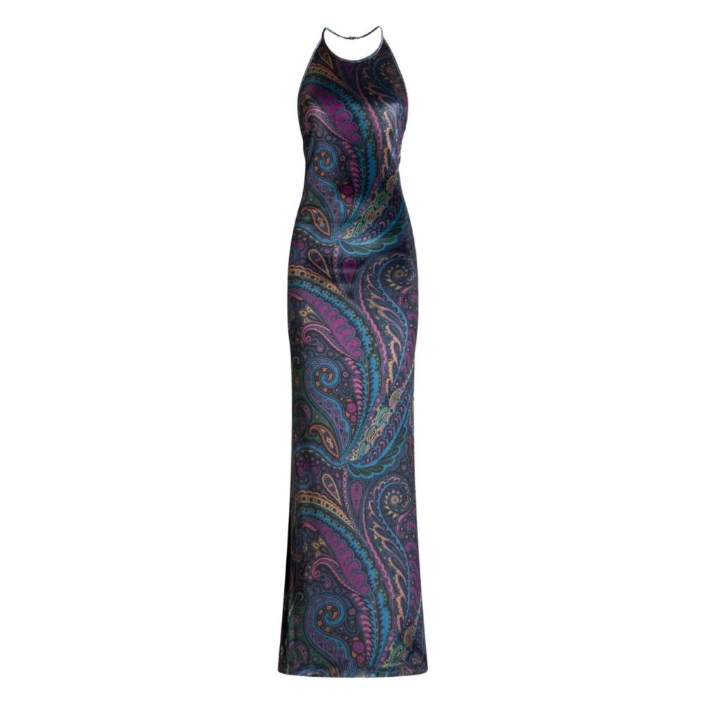 関税込【ETRO】Asymmetrical printed maxi dress ETRO Asymmetric open-back devoré-jersey maxi dress | NET-A