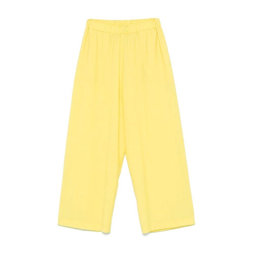 パンツ FABIANA FILIPPI Fabiana Filippi Trousers Yellow Fabiana Filippi -Leg Cotton Blend Trousers With Pin Tucks