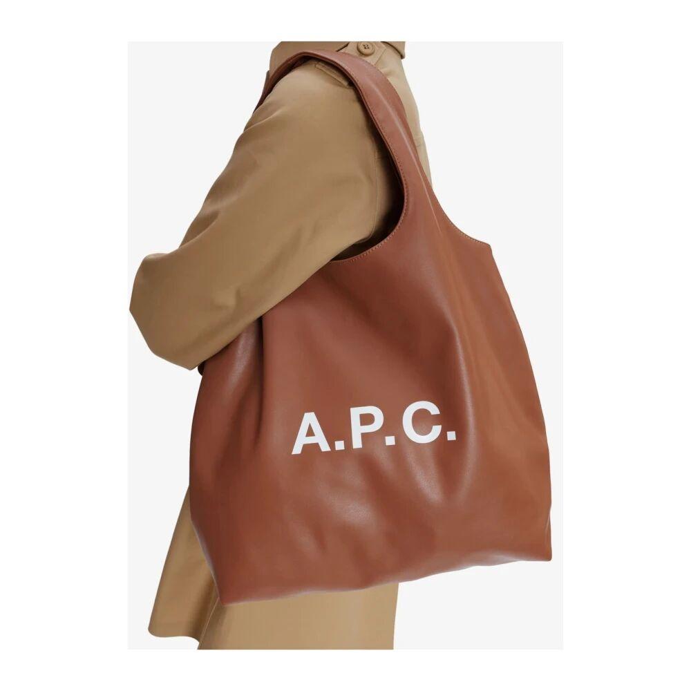 バッグ 90-00s A.P.C. real leather tote bag apc-Brown-Tote-Bags.jpeg