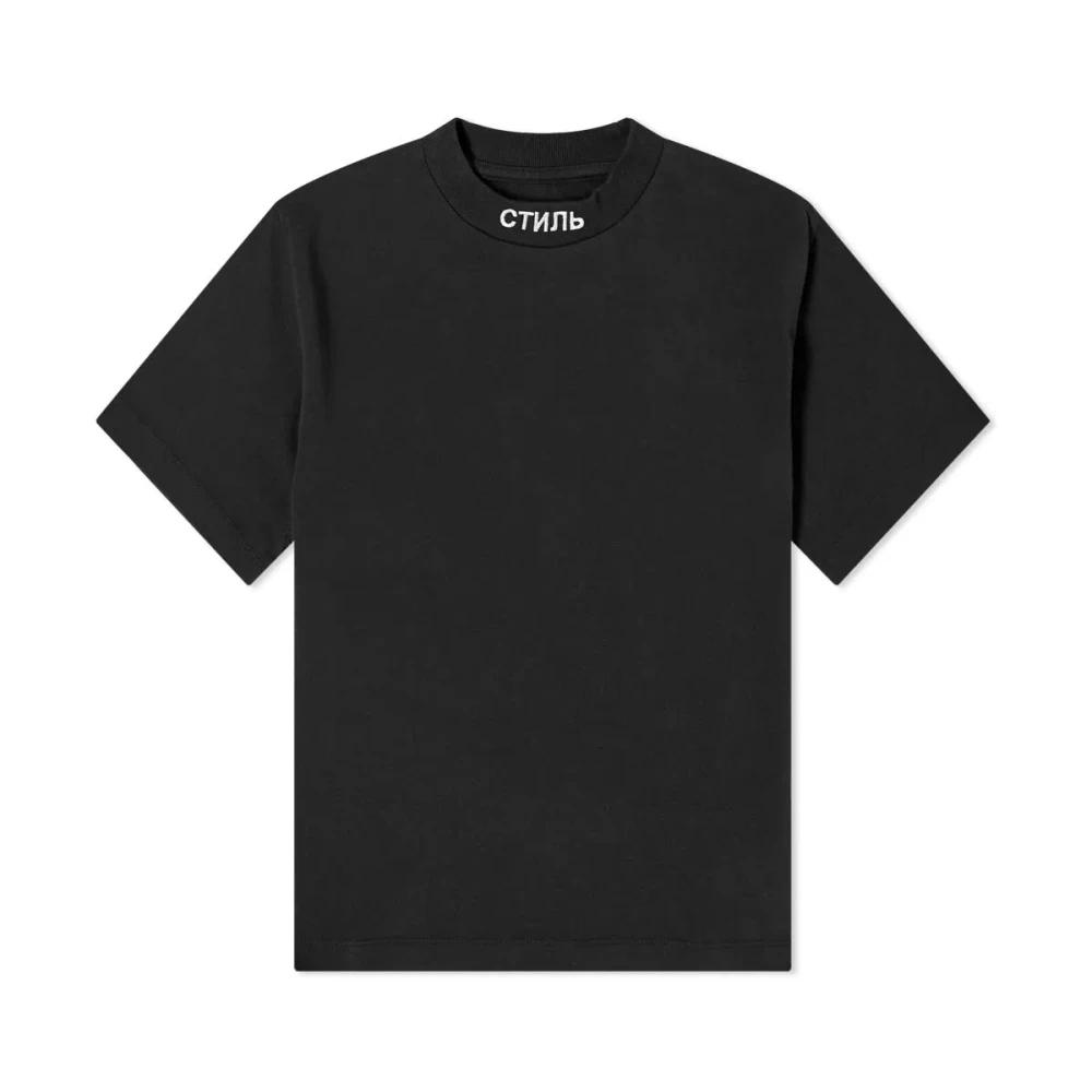 HERON PRESTON ヘロンプレストン LOGO PRINTED CROPPED T-SHIRT ロゴプリント クロップド 半袖Tシャツ カットソー ブラック レディース HWAA022C99JER001 Heron PrestonヘロンプレストンPreston Racing Logo Tee Tシャツ