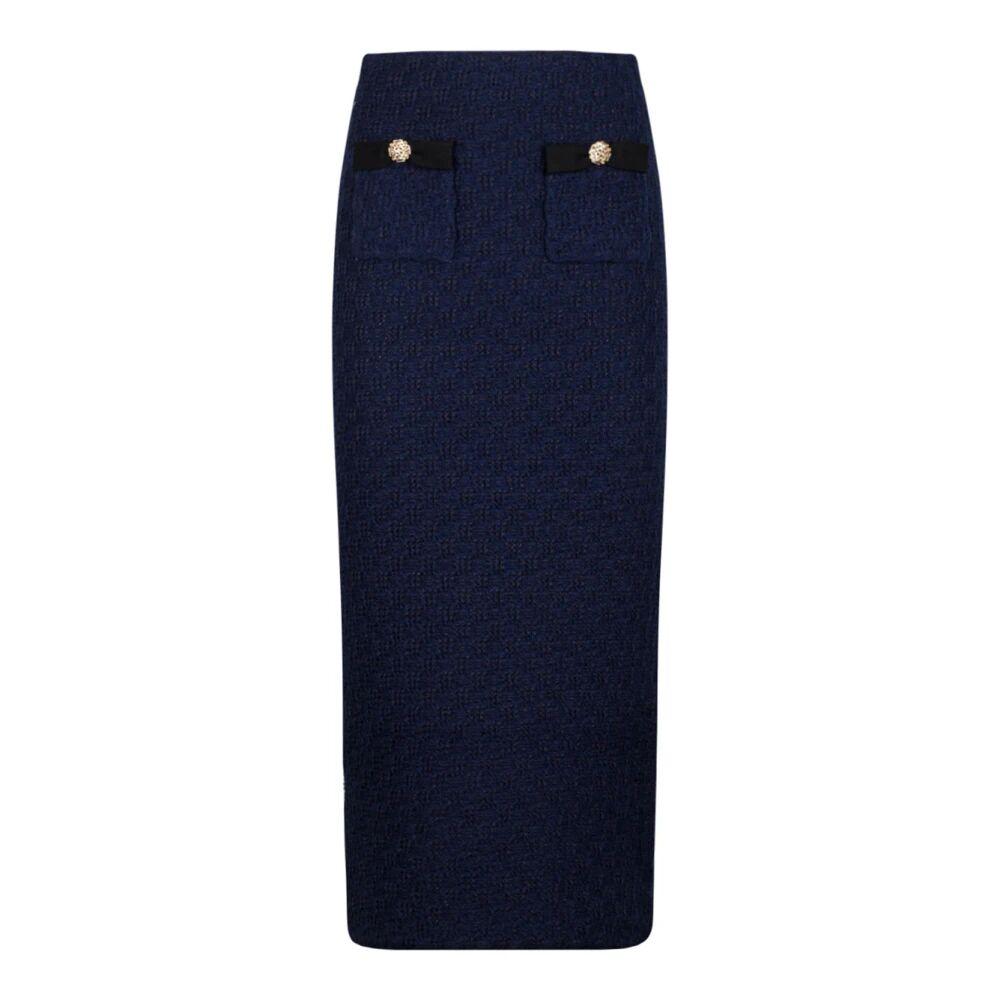 ワンピース SELF PORTRAIT Women Mid Skirts PF25801MABLBLUE Self-Portrait Self Portrait Midi Dress With Pleated Skirt in
