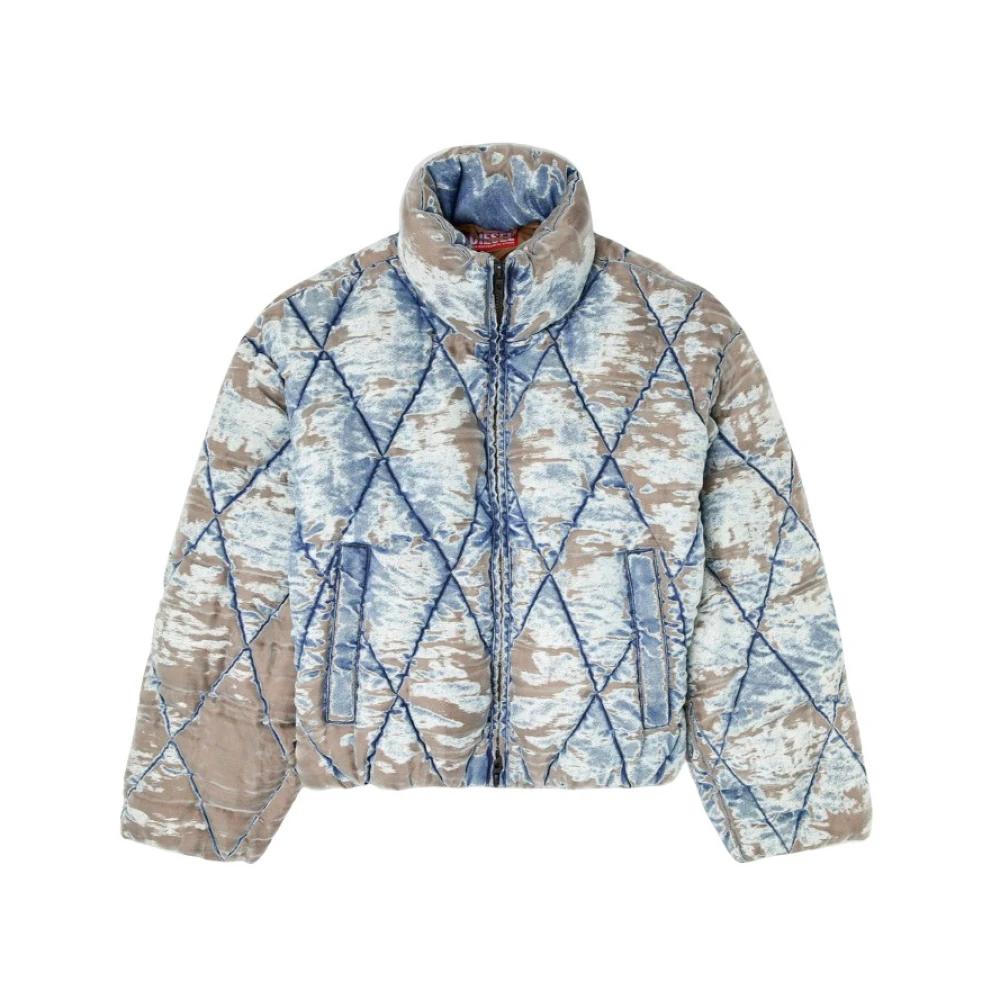 Denim Diesel Piumino Donna Giacca Di Jeans Strappata Blu DIESEL In