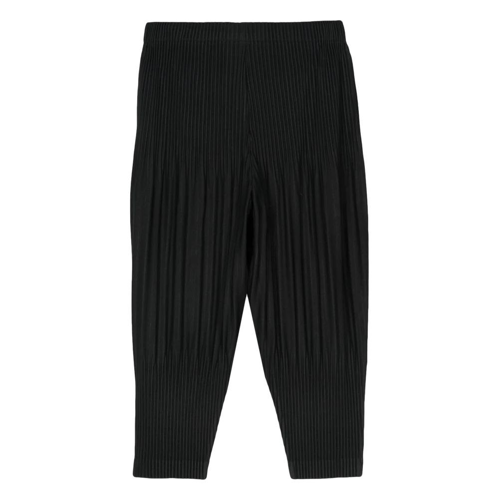 Black plisse cropped trousers hot sale