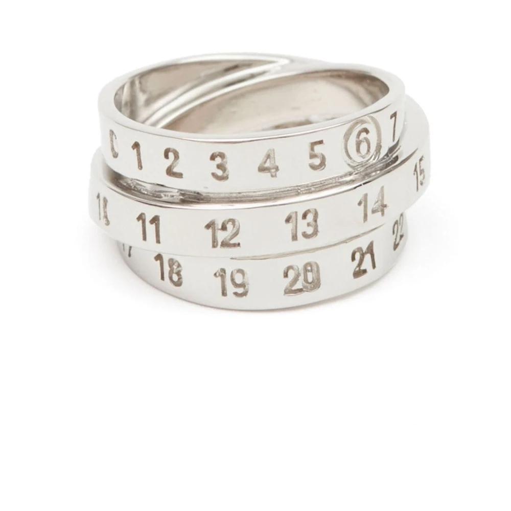 リング ☆ MM6 Maison Martin Margiela MM6 Maison Margiela Triple Logo Ring (Palladio Burattato