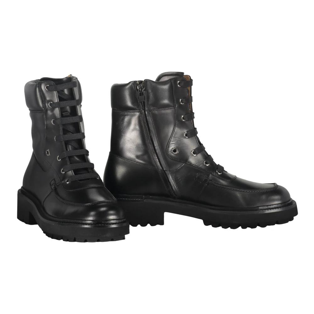ブーツその他 FERRAGAMO BLACK LEATHER LACE-UP BOOT Amazon.com | Ferragamo Men's IGLESIAS Black Leather Combat