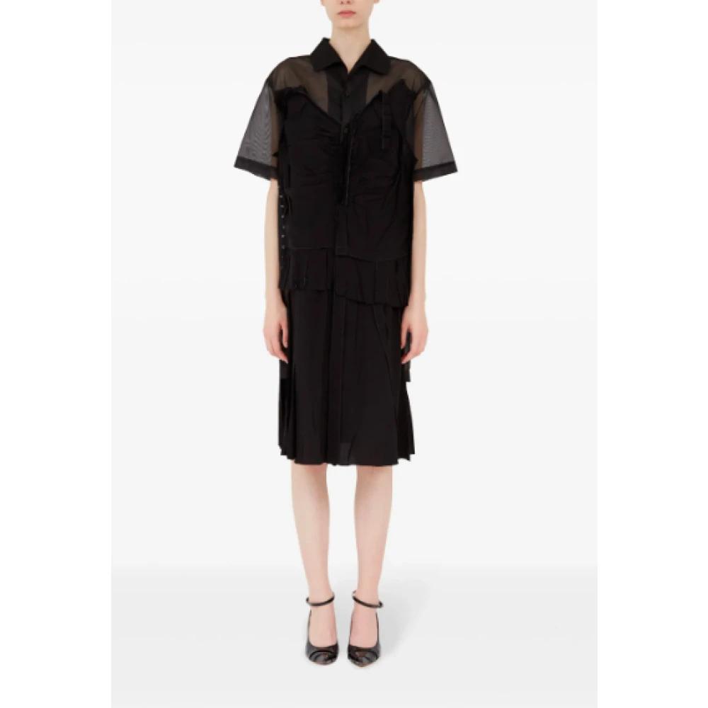 ワンピース MAISON MARGIELA Black Mesh Shirt Dress Maison Margiela Shirt Dresses in Black | Lyst