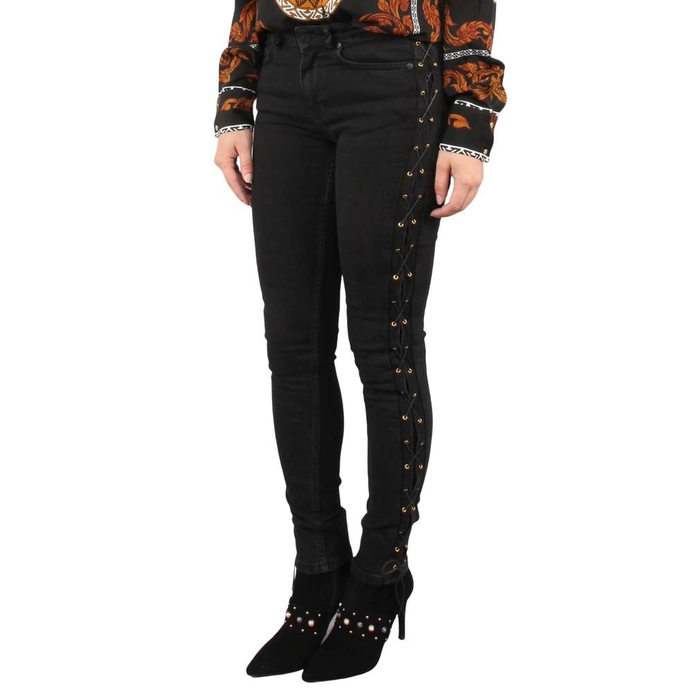 NIKKIE Betty Lace Up Skinny Broek in het Zwart - Lyst