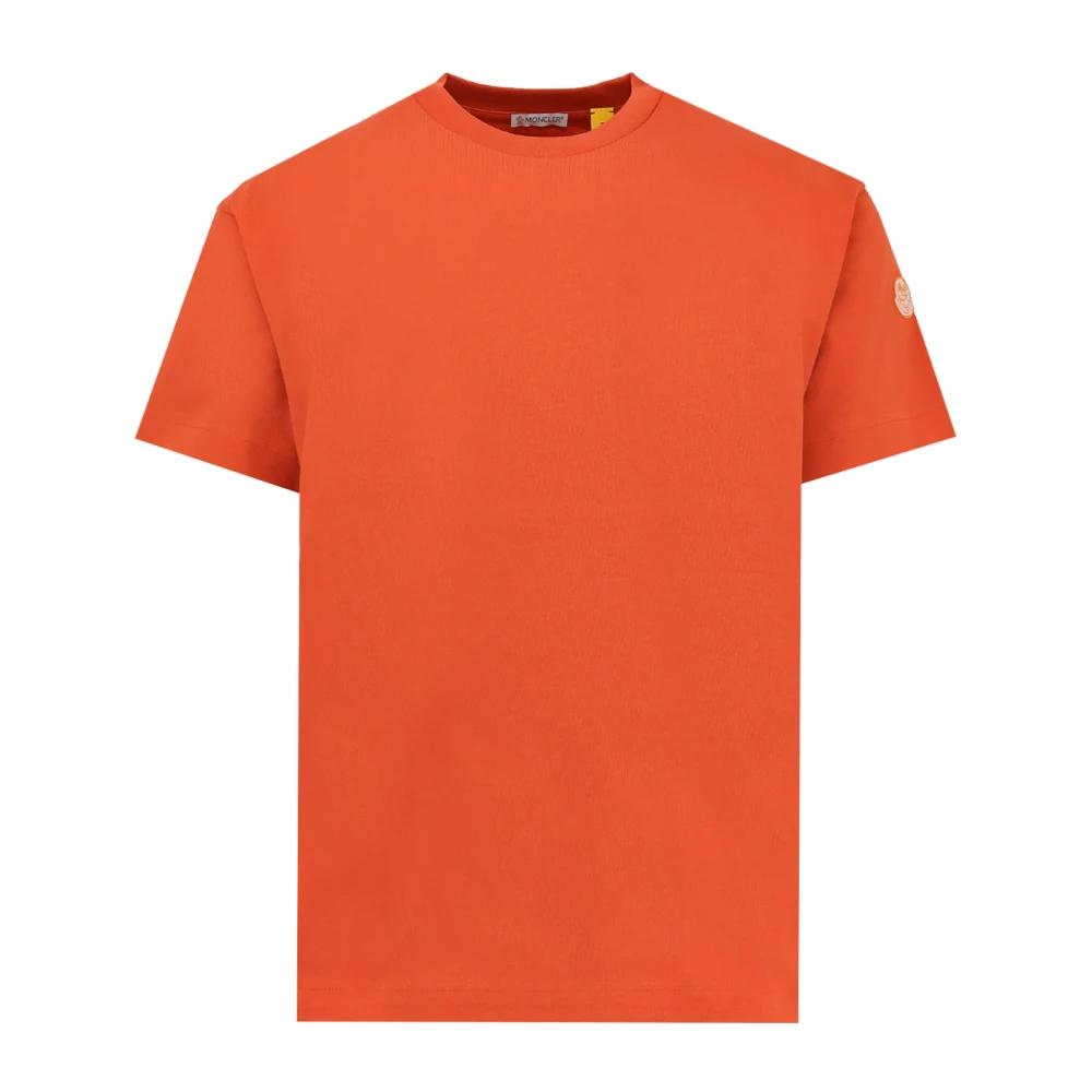 【関税&送料込】MONCLER GENIUS T-shirts and Polos Orange Moncler - Orange Moncler T-Shirt With North Pole Print