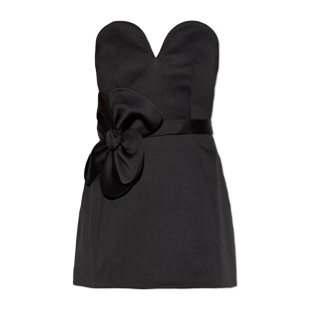 black and white off the shoulder dress Edeline Polka Dot Off-shoulder Pleated Mini Dress
