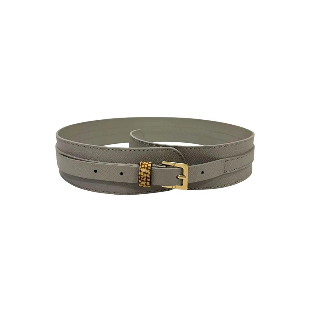 Borbonese Leather Belt with Buckle Detail Women Gray Belts Belts for Women: elegant and leather | Borbonese main image 2