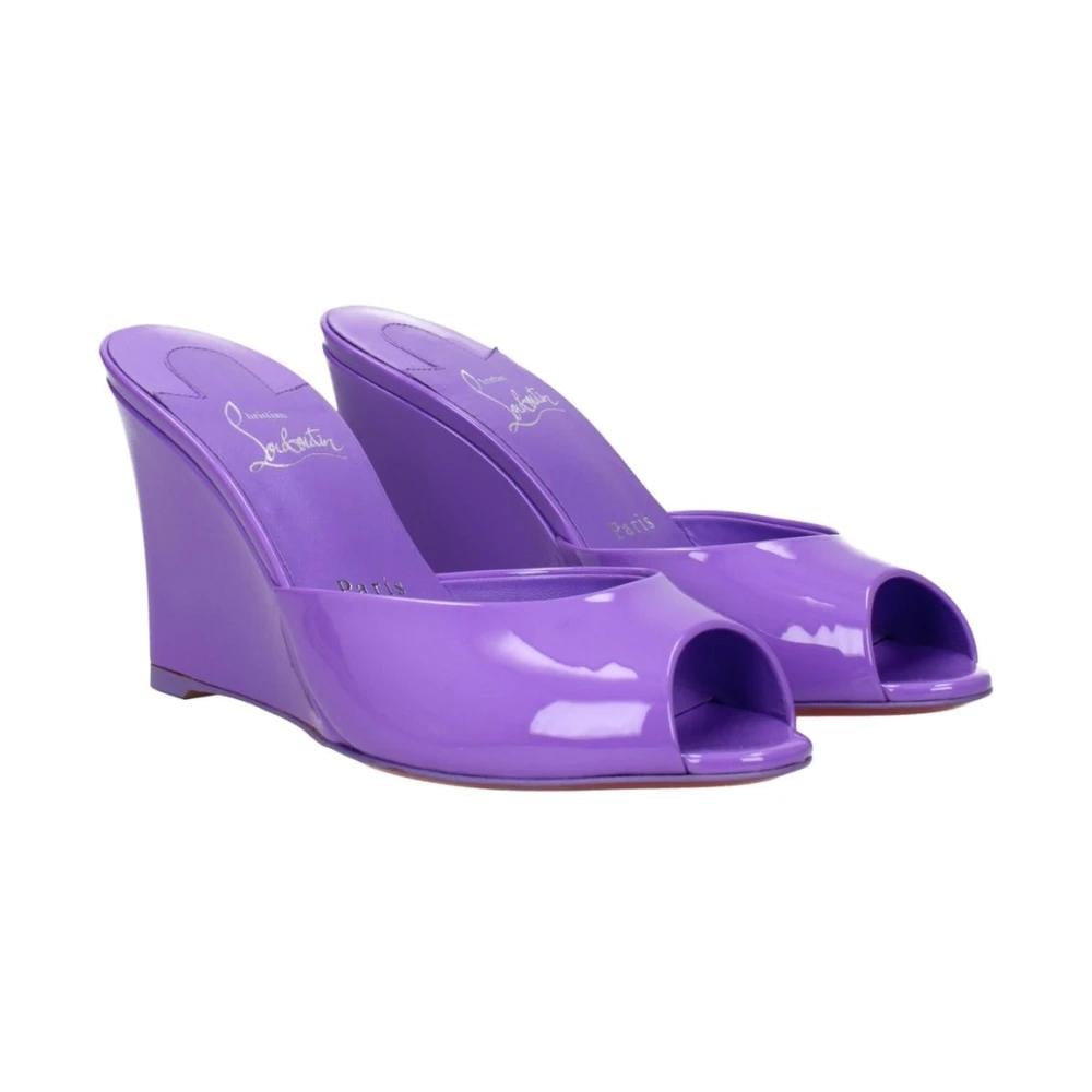 サンダル・ミュール Louboutin Louboutin Wedges Women Patent Leather Violet Christian Louboutin Wedge sandals for Women | Online Sale up