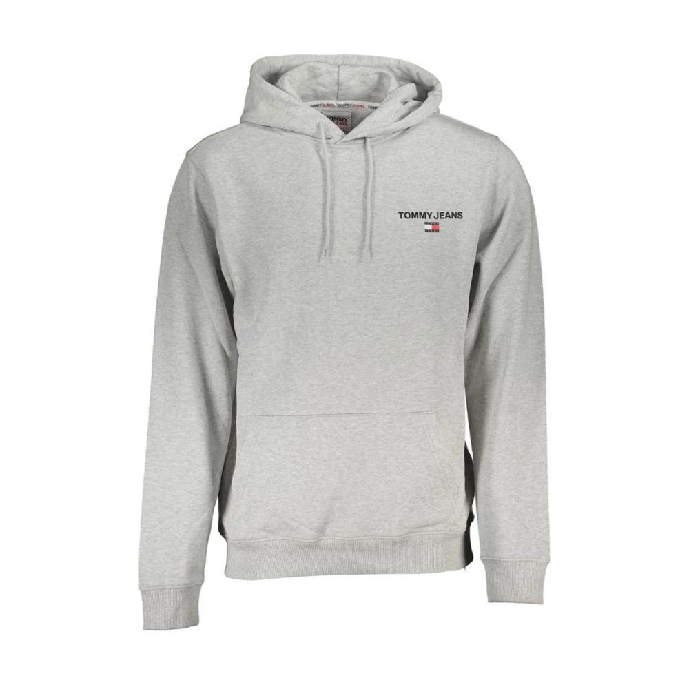 Mens Hoodies Tommy Jeans Hoodie Grau Logo-Hoodie Aus Flex-Fleece
