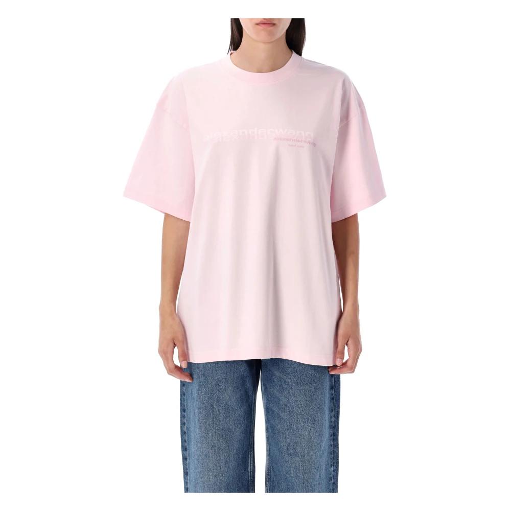 alexanderwang tops pink♡ Pink cropped baby tee in cotton in LOTUS PINK | alexanderwang®