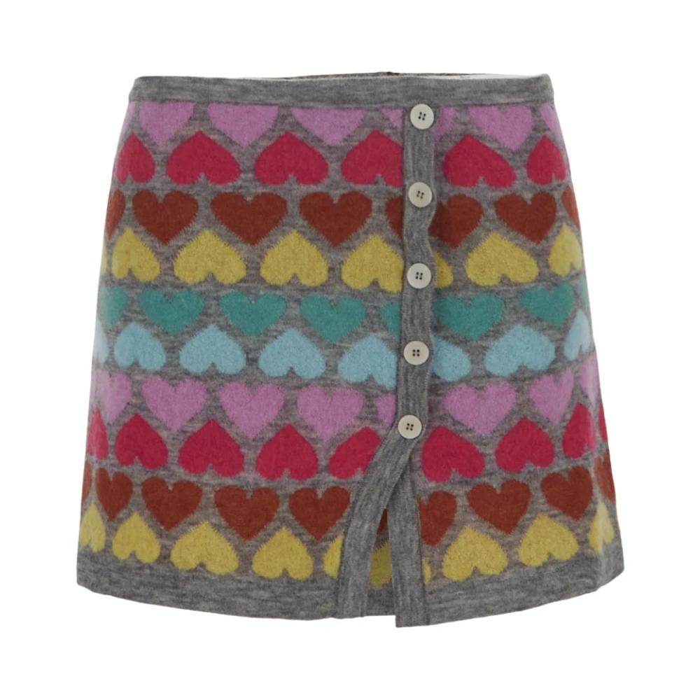 ミニスカート MARCO RAMBALDI Embroidered mohair blend mini skirt Marco Rambaldi Heart embroidered mini skirt in mohair blend
