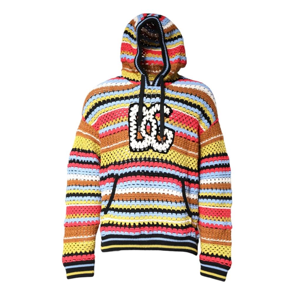 Dolce & Gabbana Crochet Knit Hooded Sweater in Red for Men | Lyst