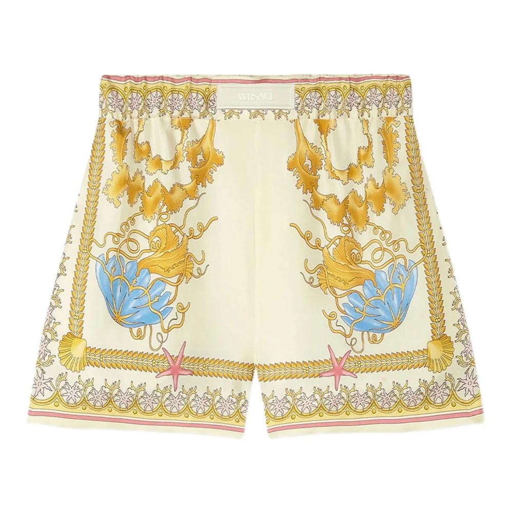 パンツ VERSACE Women Shorts  Burmudas 1009844 1A06838 1LD60 Purple Versace Denim Shorts, Size S
