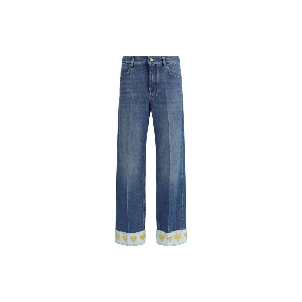 デニム・ジーパン VALENTINO SS25 Valentino Jeans (6B0DD19X 94V558) Jeans with floral print fabric border detail VALENTINO