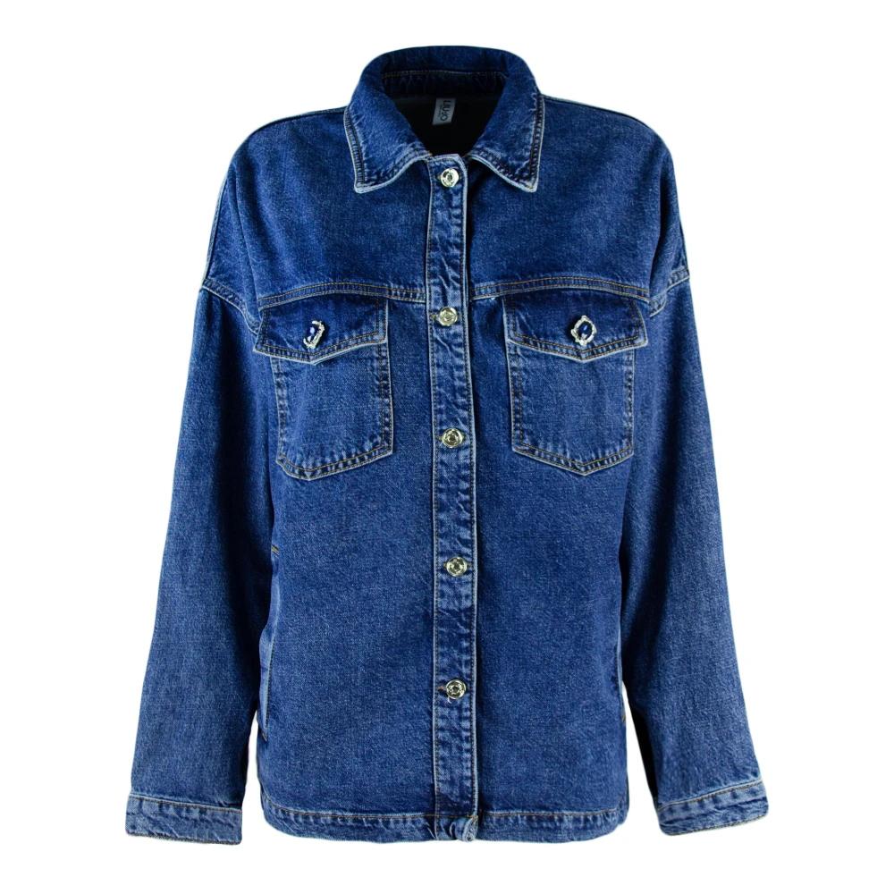 ジャケット LIU JO DENIM JACKET Denim jacket with rhinestones colour blue | Liu Jo