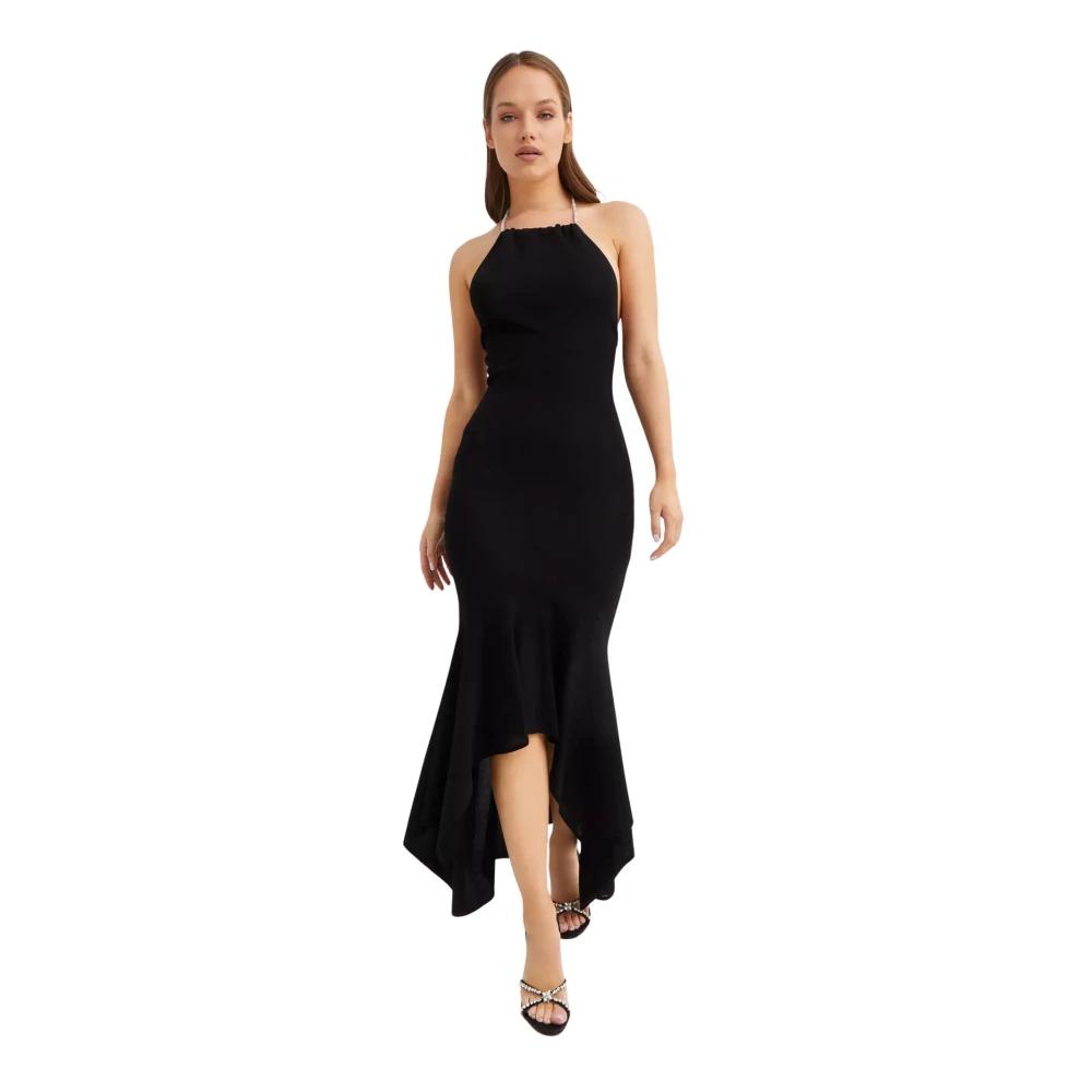 green emerald velvet dress Jaz Black Velvet High-Neck Gathered Split Maxi Dress – Club L London main image 1
