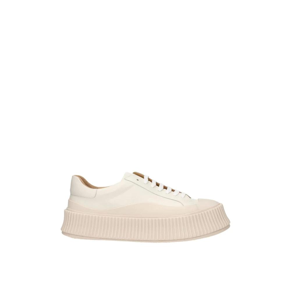スニーカー Sneakers - Jil Sander - Leather - Beige Beige Canvas Platform Sneakers by Jil Sander on Sale