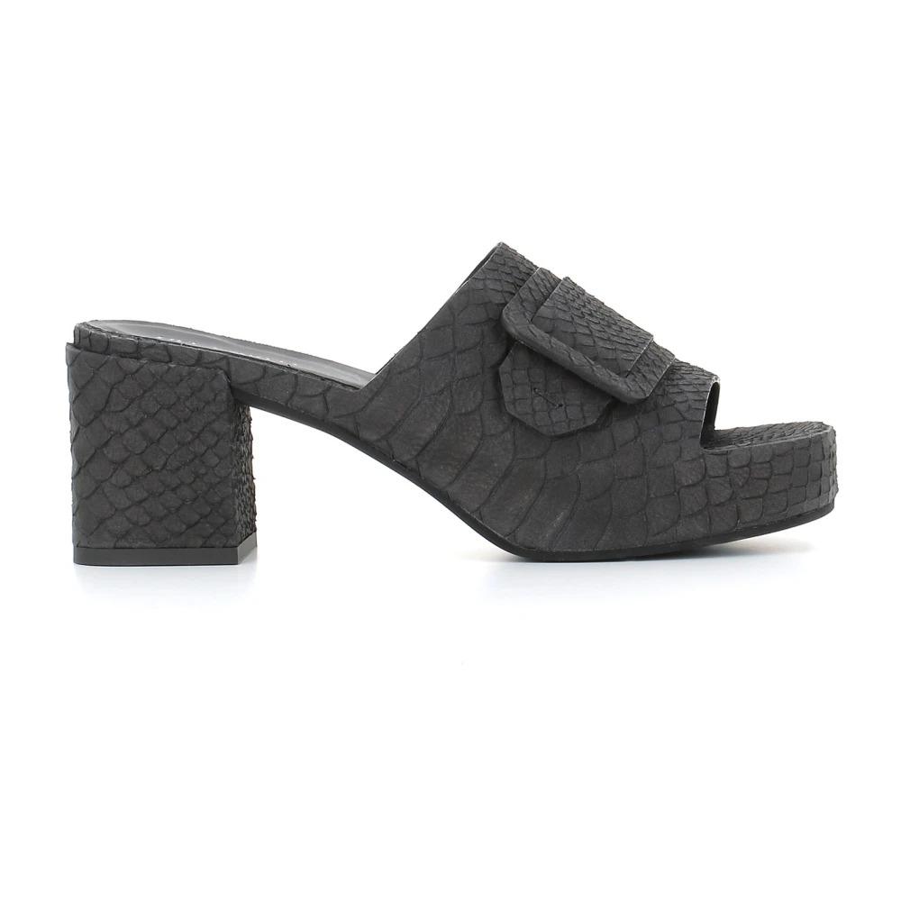 Del Carlo 85mm snakeskin-effect sandals - Black