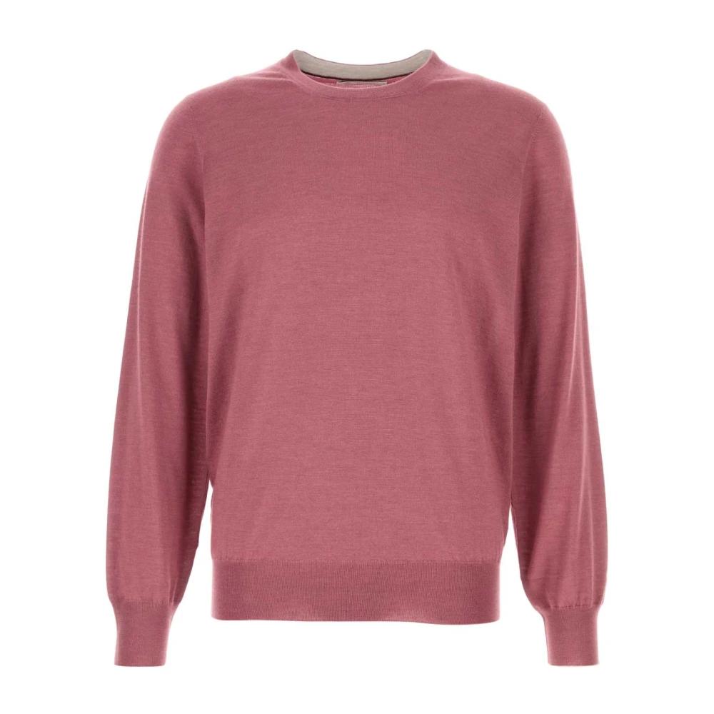 Pull Femme Brunello Cucinelli - Rose Tricot Câblé En Alpaga Taille M - Fait Main Italie