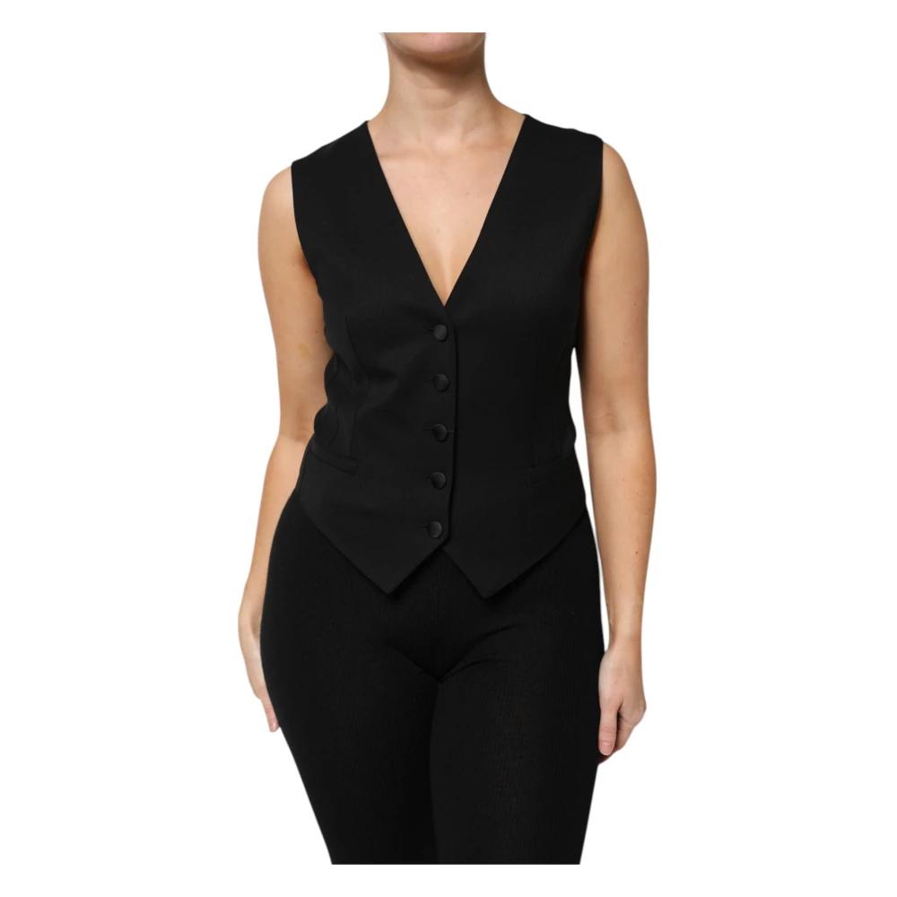 【関税＆送料込み】Dolce & Gabbana Waistcoats Belted cropped double-breasted wool waistcoat in White for