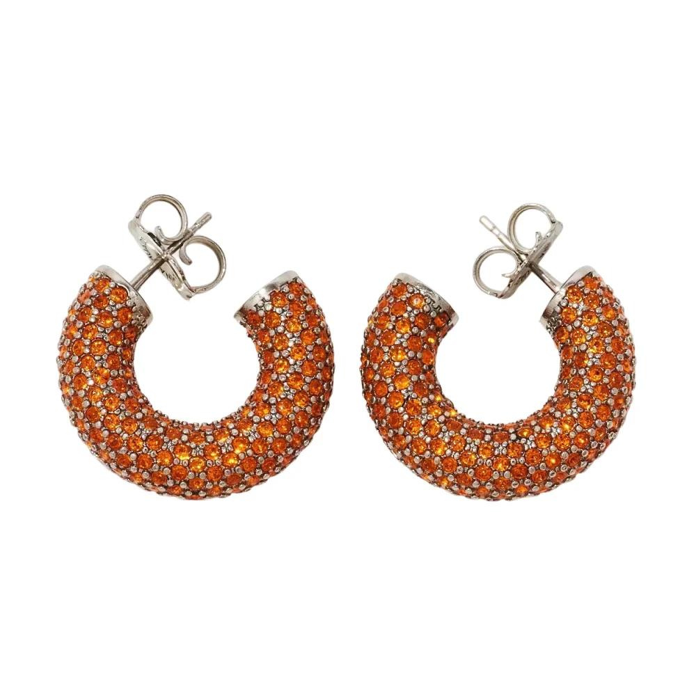 ピアス AMINA MUADDI Earring (CAMERONHOOPMINI SUN) Amina Muaddi | Cameron hoop mini white and silver crystal