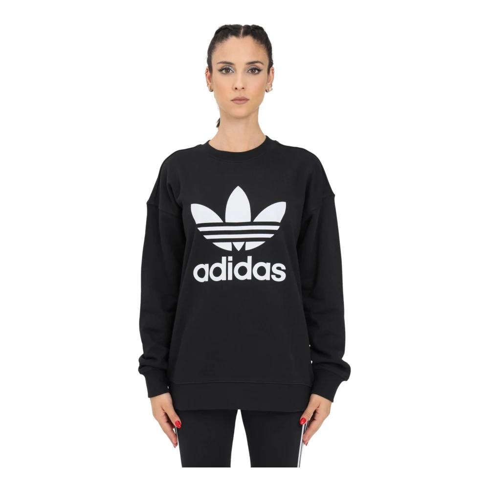 Sudadera negra con cuello redondo y trefoil de adidas Originals de color  Negro | Lyst