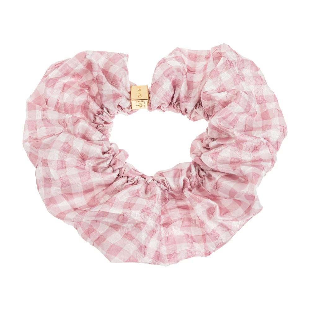 Ganni Blue and Pink Floral Hair Scrunchie Ganni Floral-Print Scrunchie In Blue - 31% Off | Editorialist main image 3