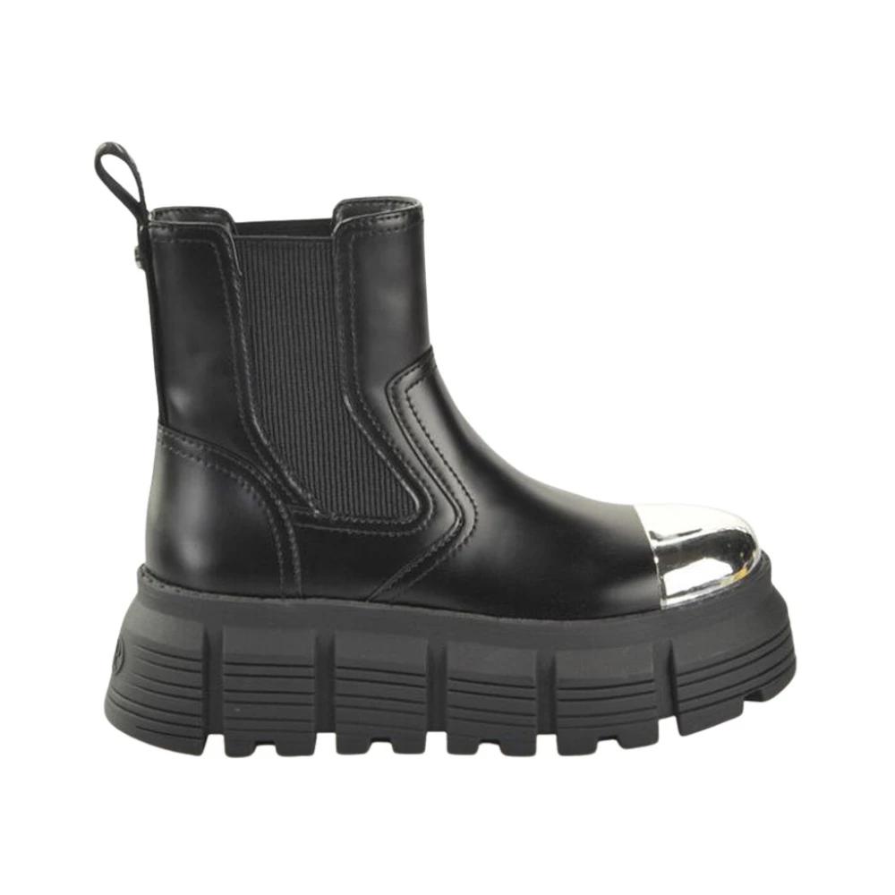 Bottines Chelsea Buffalo Aspen Pour Femme - Talon 6 Cm - Noir - Taille 40 - Semelle Caoutchouc - Style Intemporel