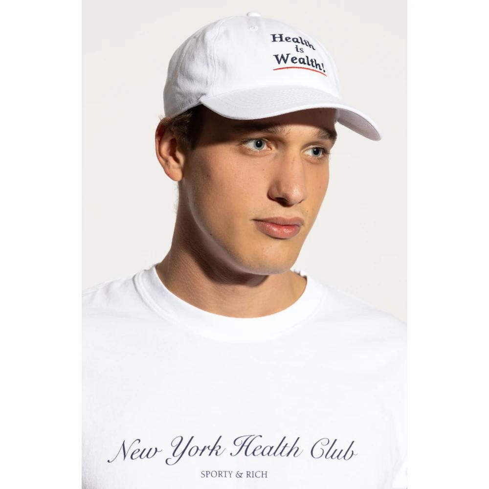 Sporty & Rich HEALTH CLUB キャップ Sporty & Rich Black & White 'NY Health Club' Cap Sporty & Rich