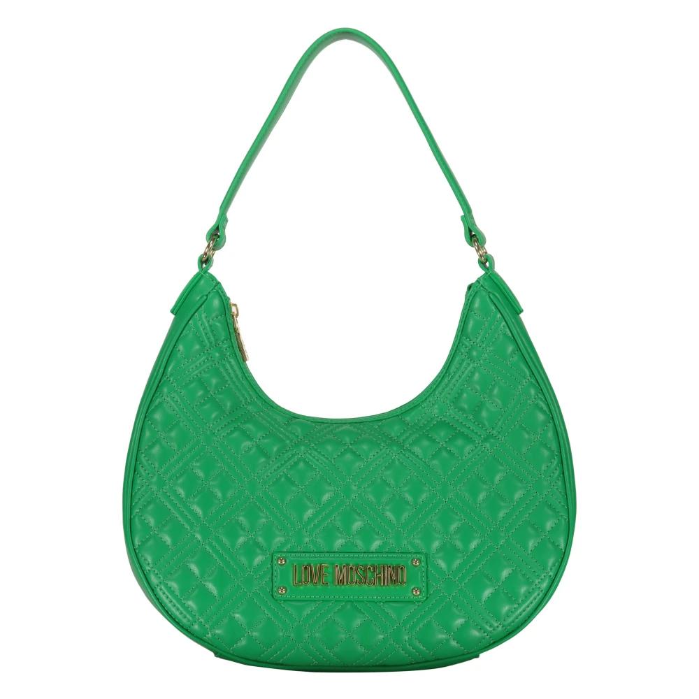 【関税&送料込】Love Moschino Bags Green Patent leather bowling bag Moschino Love Green in Patent