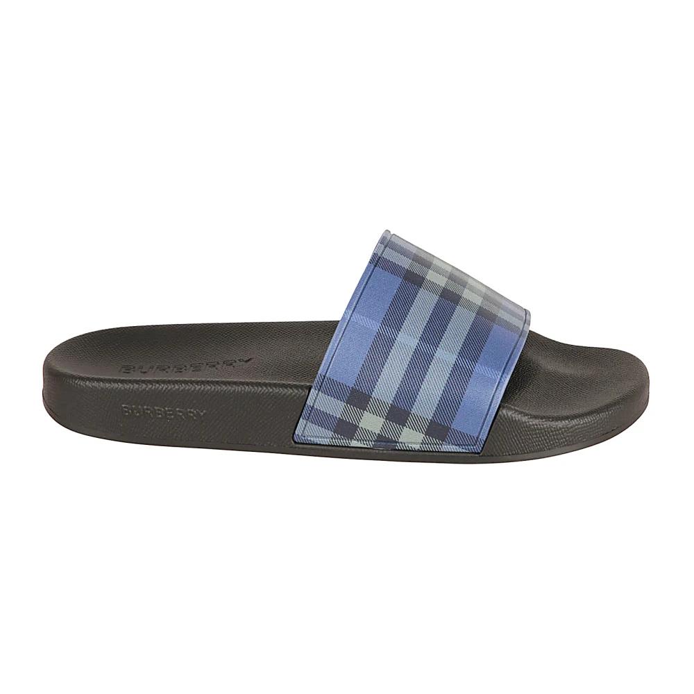 Burberry Gray and Blue Men\'s Slide Sandals Burberry Check Slides - Joseph | Men main image 3