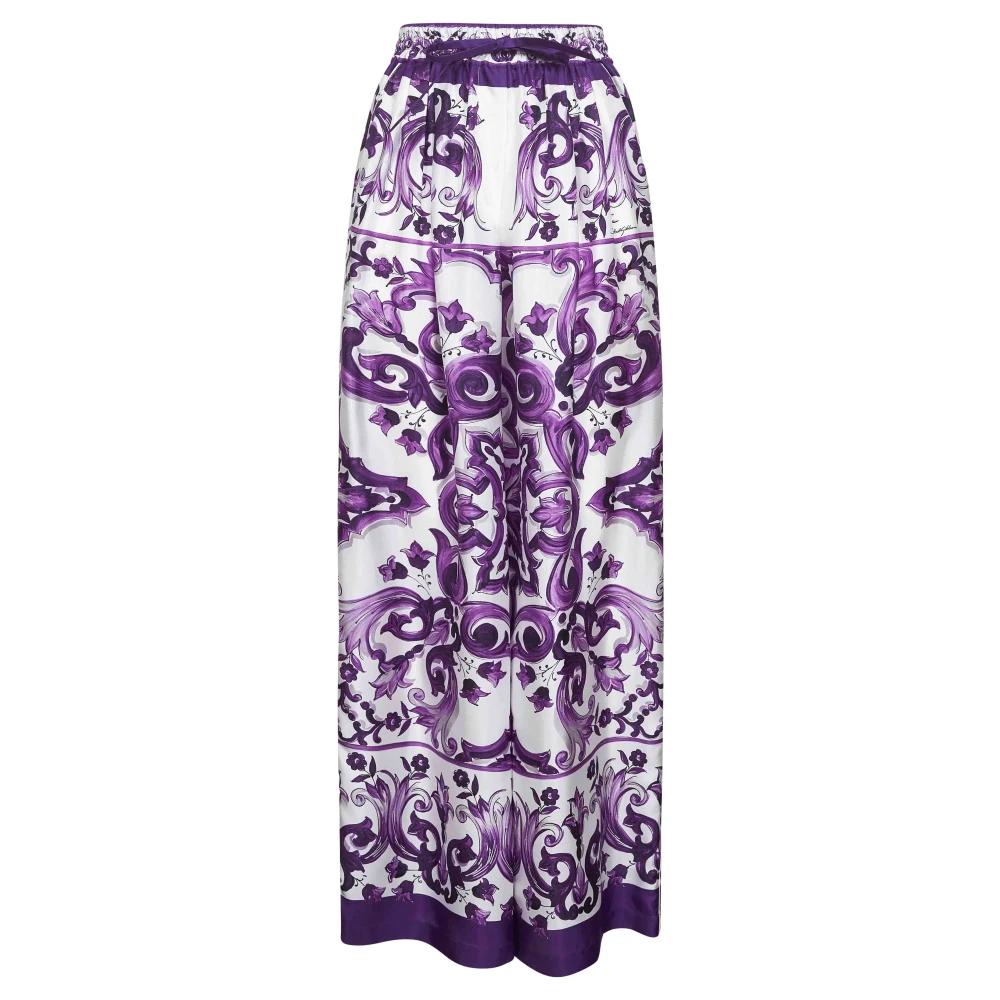 スカート Dolce & Gabbana Long Skirt With Maiolica Print Long majolica-print poplin skirt in Multicolor for Women