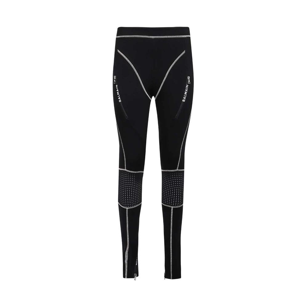 【送料&関税込】Balmain Leggings In Black Viscose Balmain Black Viscose Zipped Leggings Balmain