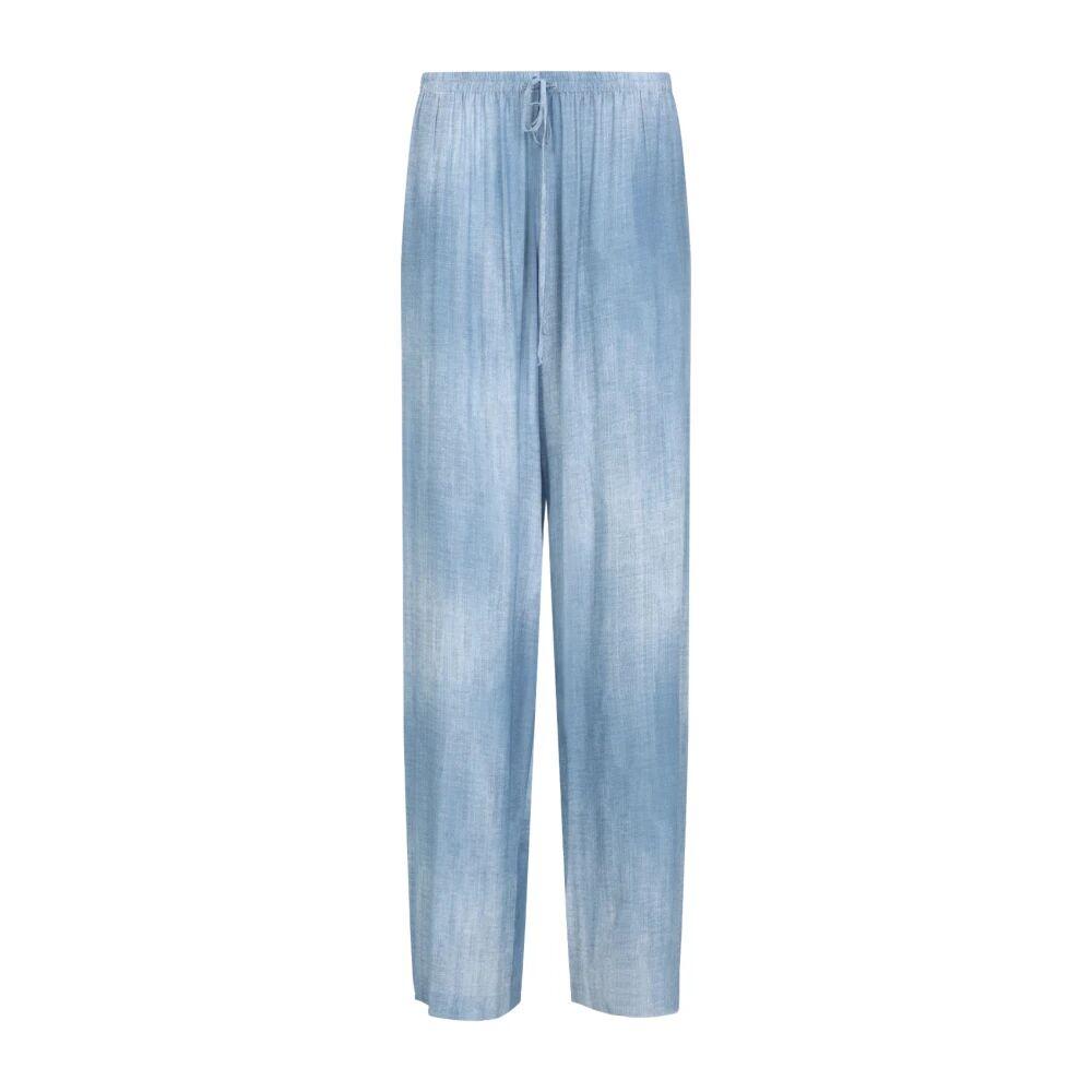 Ermanno Scervino Wide Leg Light Viscose Pants in Blue | Lyst